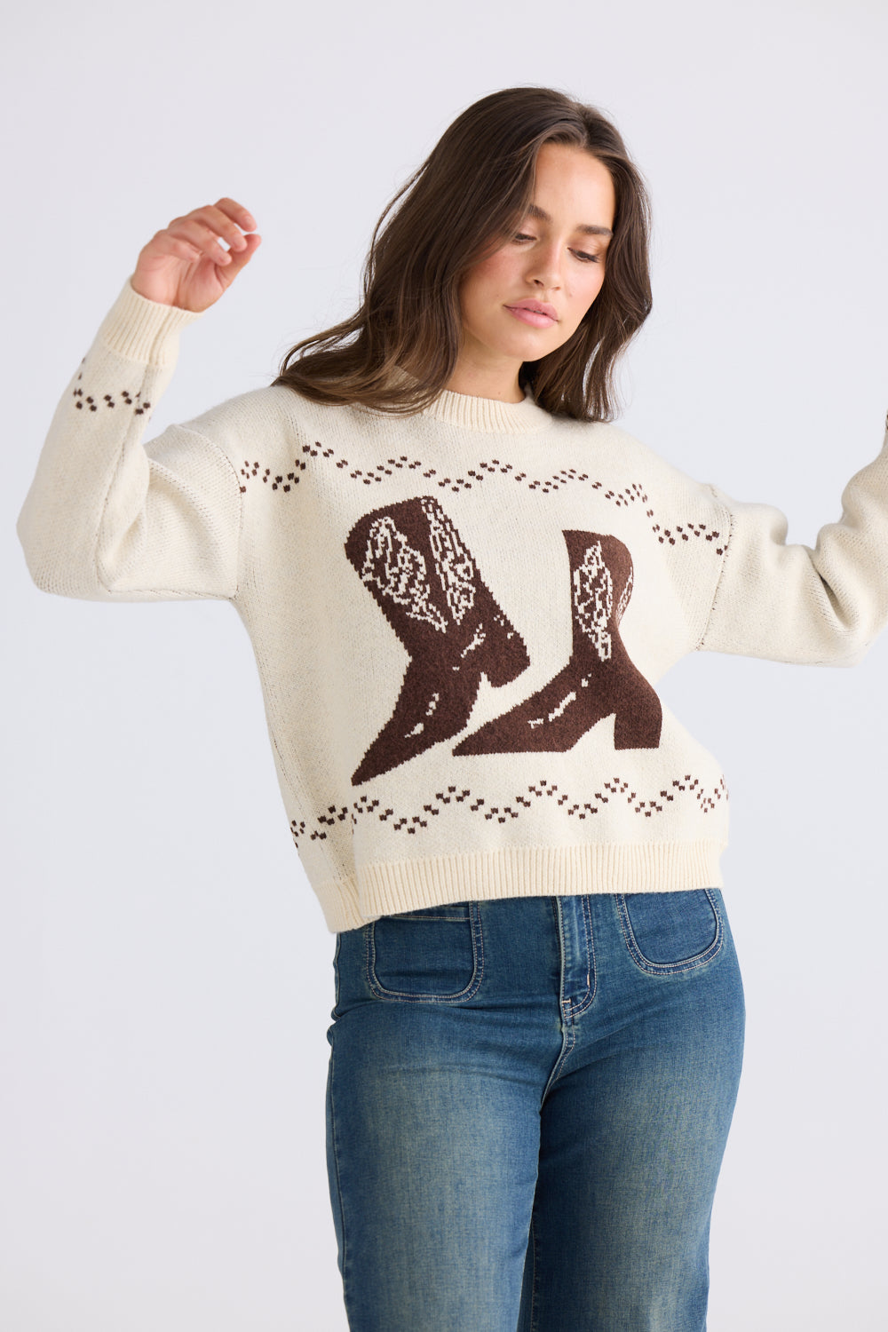 Boot Jive Knit - Cream with Chocolate