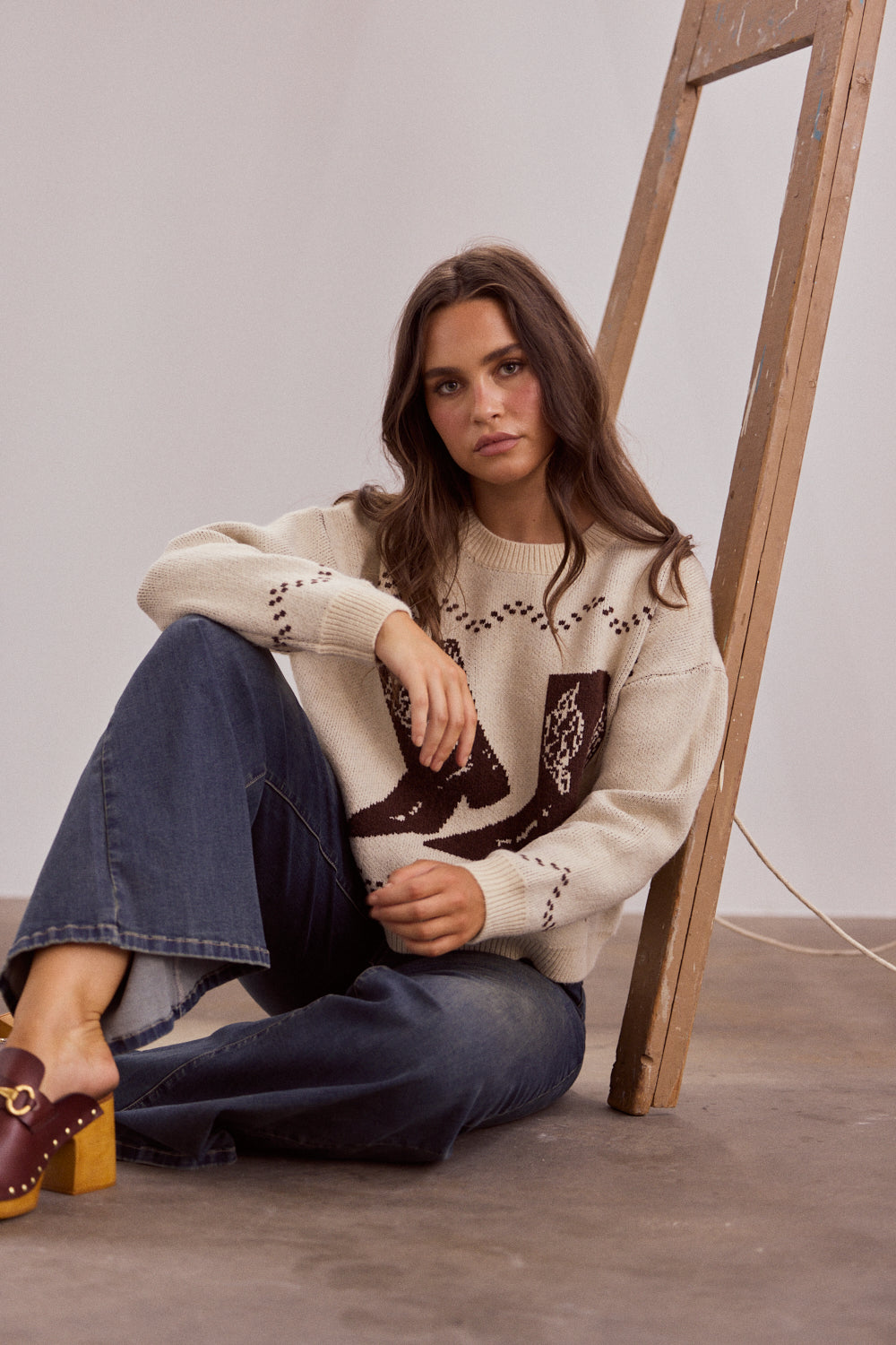 Boot Jive Knit - Cream with Chocolate