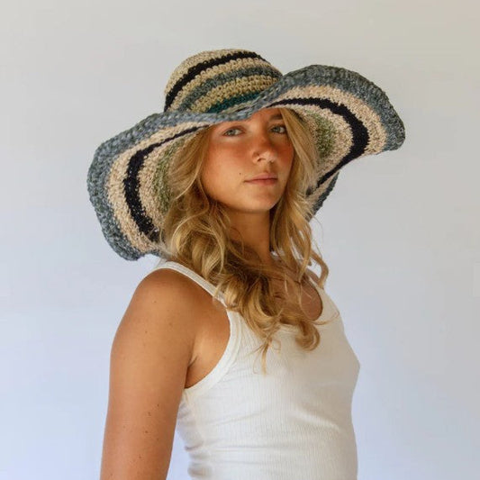 Janis Wide Brim Hat - Tide Stripe