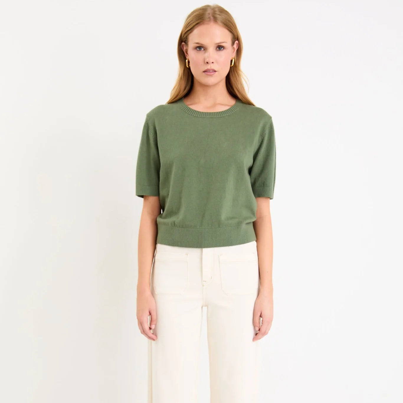 Topic Khaki Cashmere Blend Soft Knit Tee
