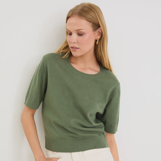 Topic Khaki Cashmere Blend Soft Knit Tee