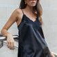 Noir Satin Lace Trim Cami