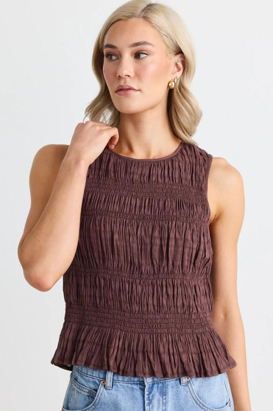 Tuscany Shirred Sleeveless Top