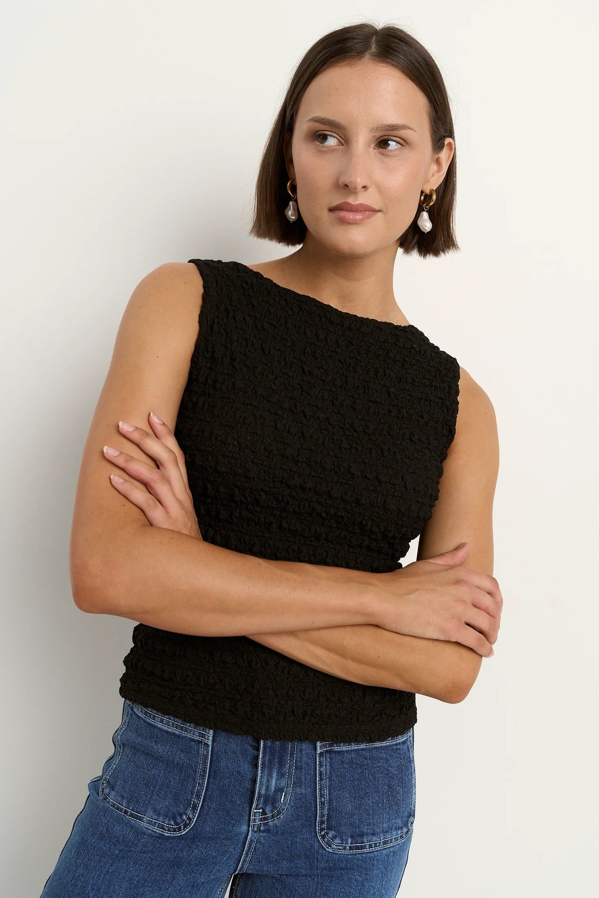 Untamed Lace Sleeveless Boatneck Top