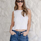Impulsive Ivory Linen Shirred Sleeveless Top