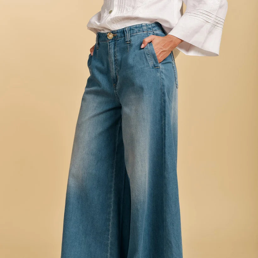 Zoe Pale Wash Palazzo Jean