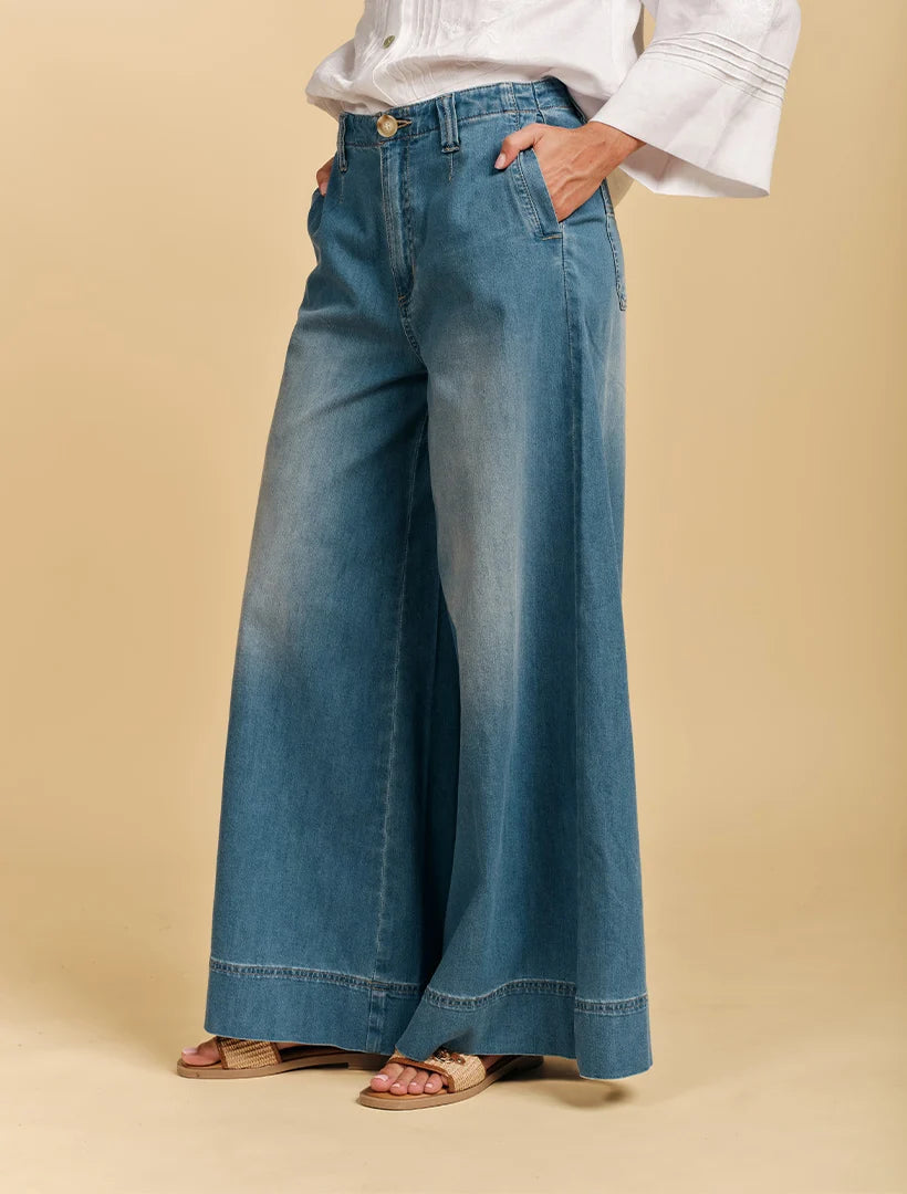 Zoe Pale Wash Palazzo Jean