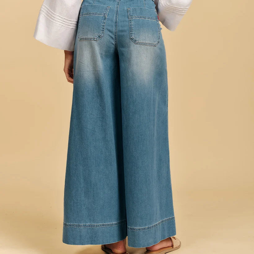 Zoe Pale Wash Palazzo Jean