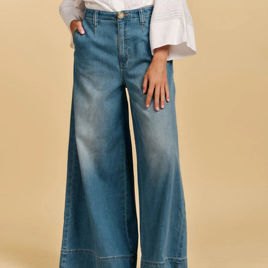 Zoe Pale Wash Palazzo Jean