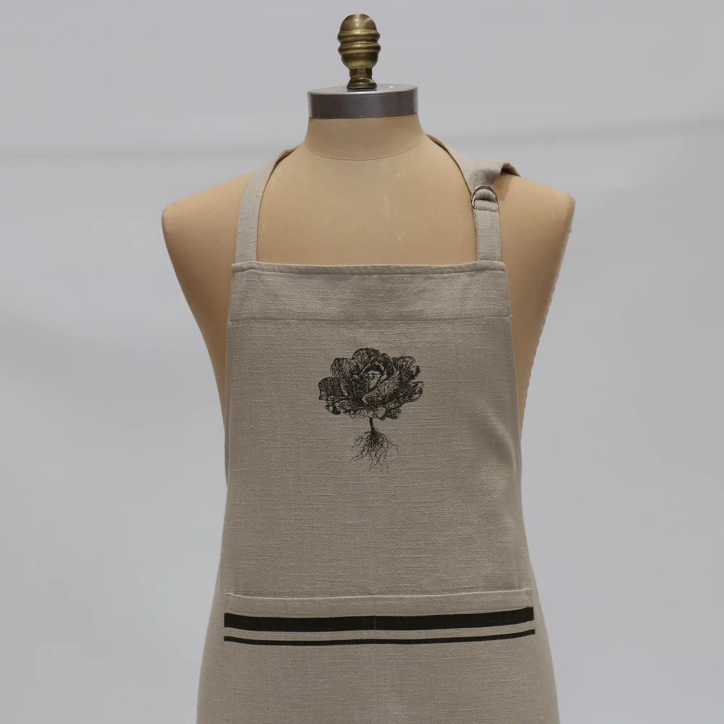 French Linen Apron Natural & Olive