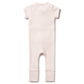 Organic Stripe Rib Zipsuit With Feet