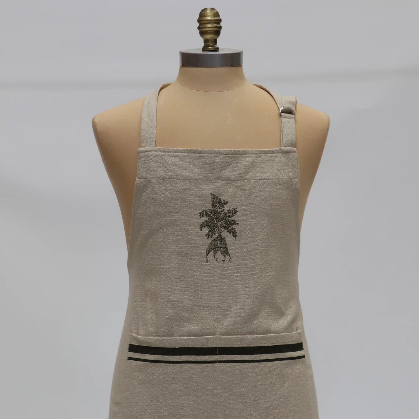 French Linen Apron Natural & Olive