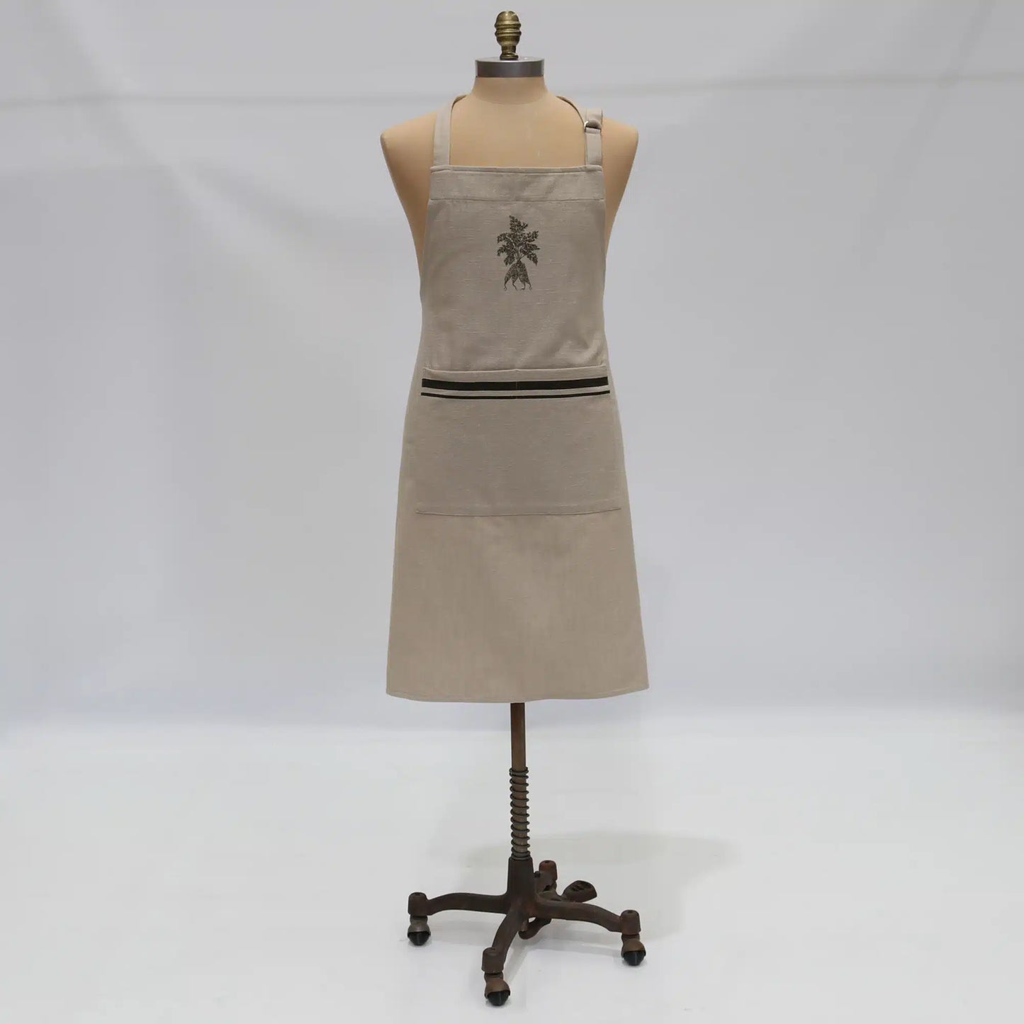 French Linen Apron Natural & Olive