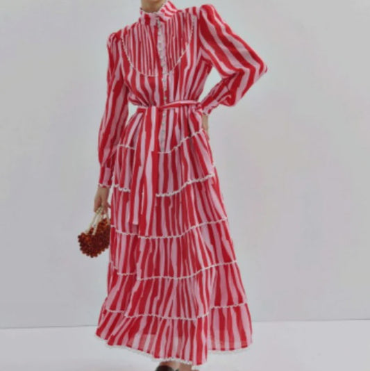 Charlotte Maxi Dress - Mad Hatters Pinstripe