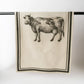French Linen Tea Towel / Natural & Olive