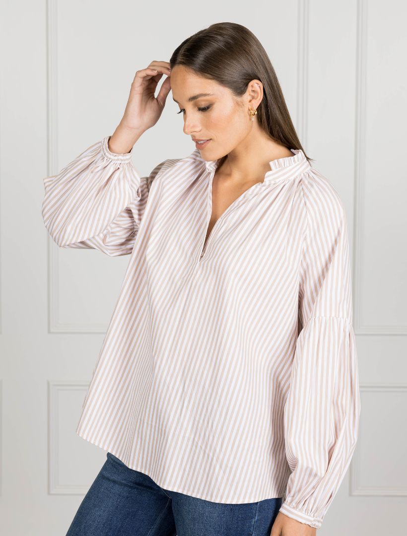 Kell Shirt Beige Stripe