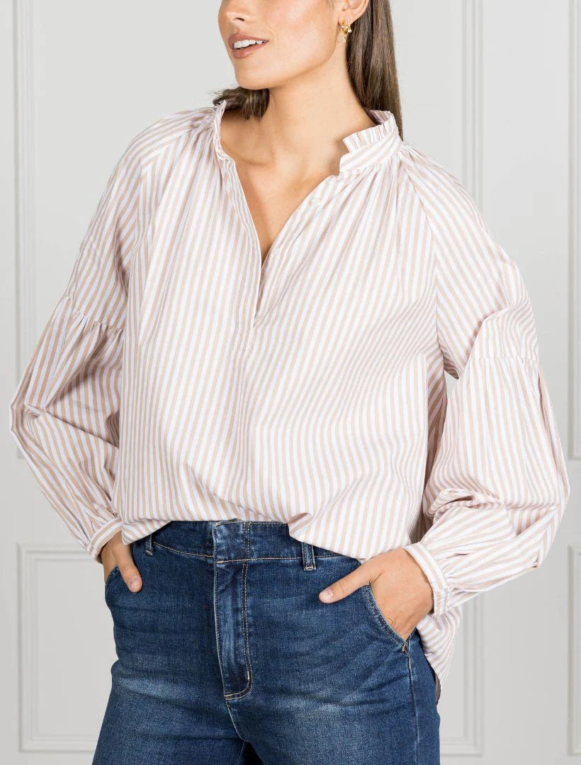 Kell Shirt Beige Stripe