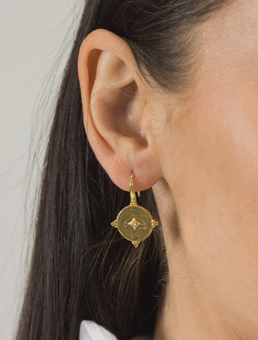 Lucienne Gold & Crystal Hook Earrings