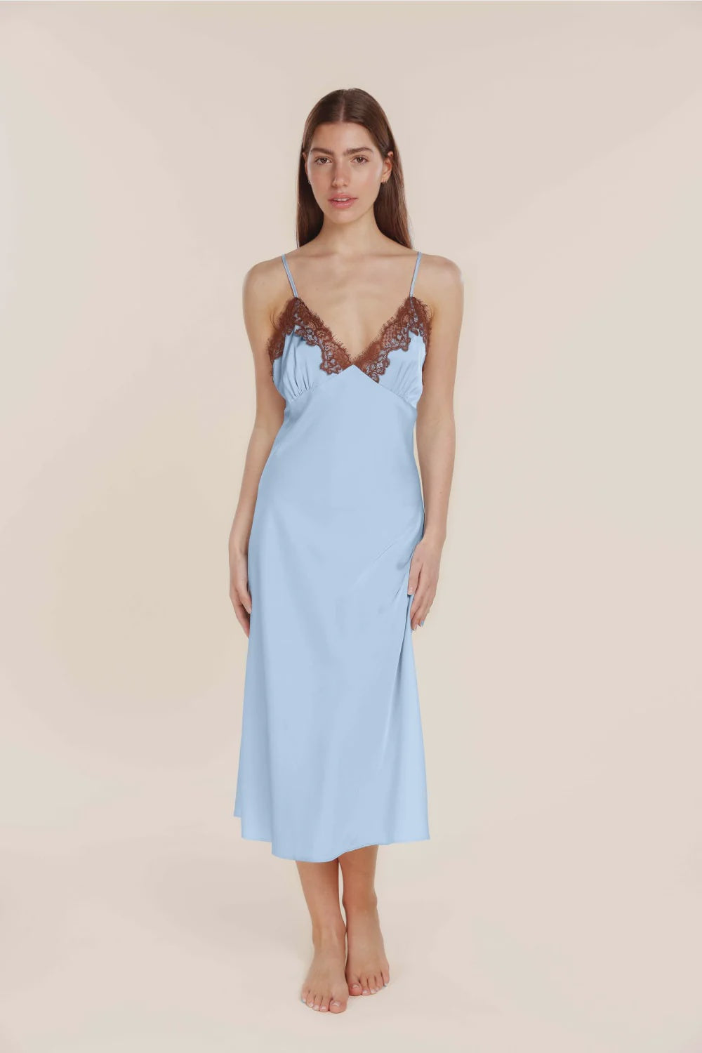 Magnolia Silky Satin Long Gown - Blue