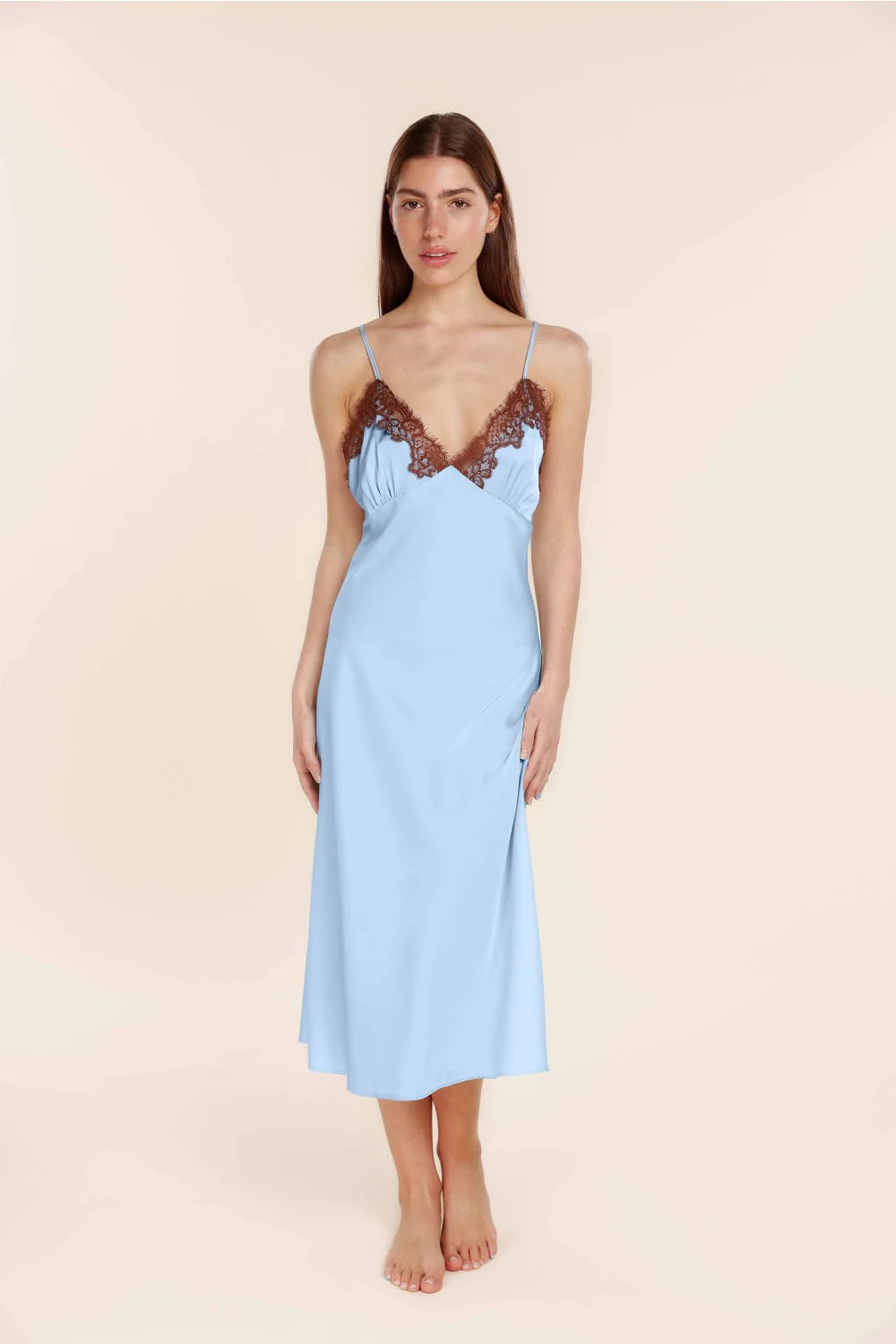 Magnolia Silky Satin Long Gown - Blue