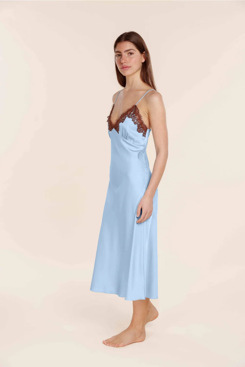 Magnolia Silky Satin Long Gown - Blue