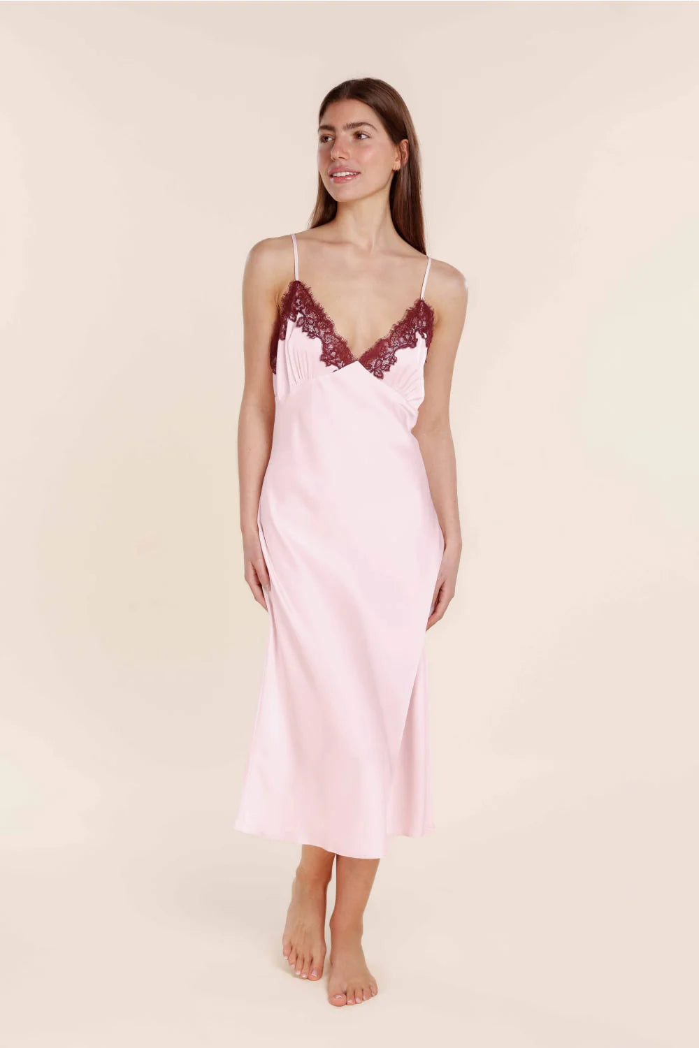 Magnolia Silky Satin Long Gown - Pink