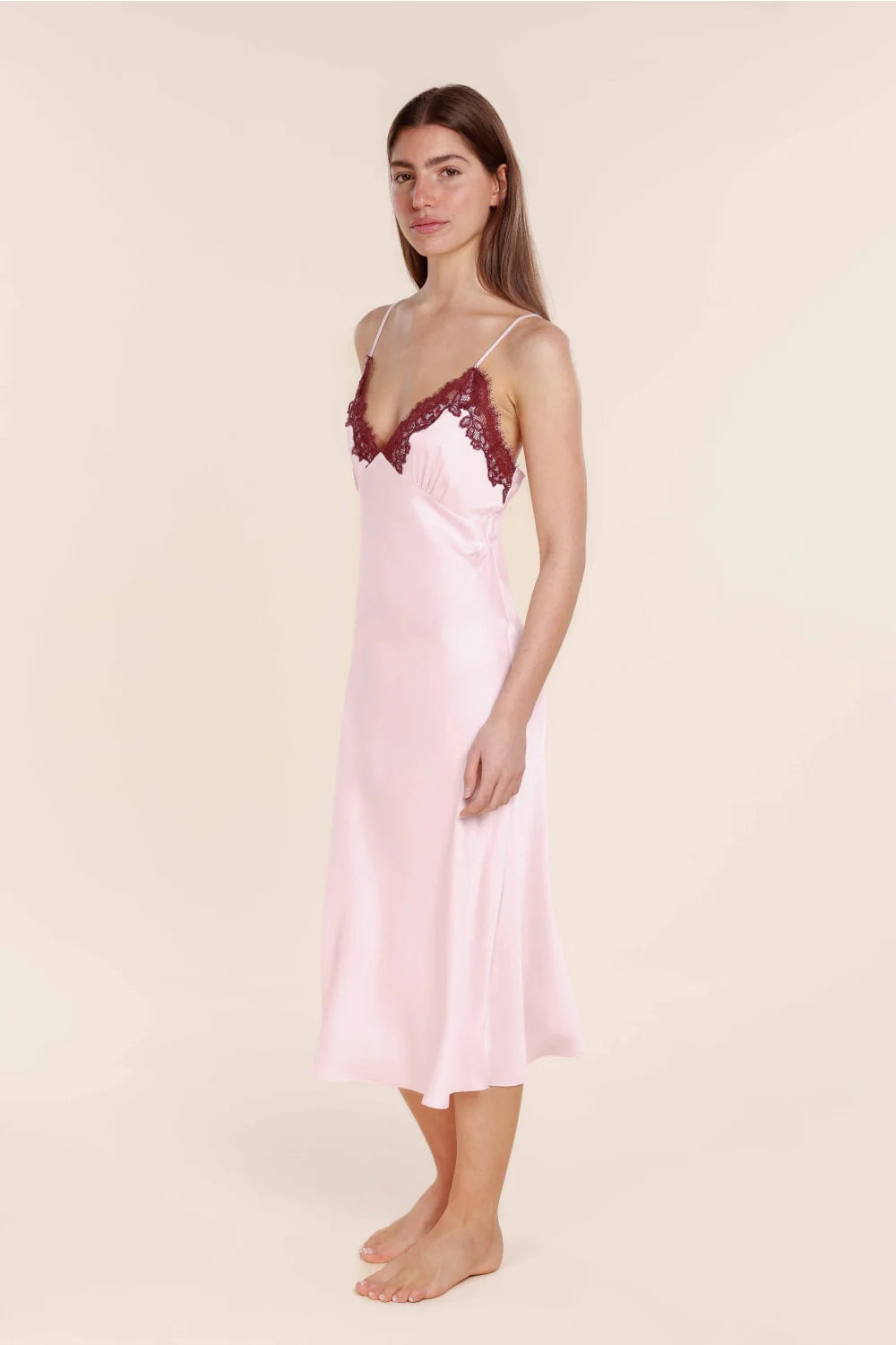 Magnolia Silky Satin Long Gown - Pink