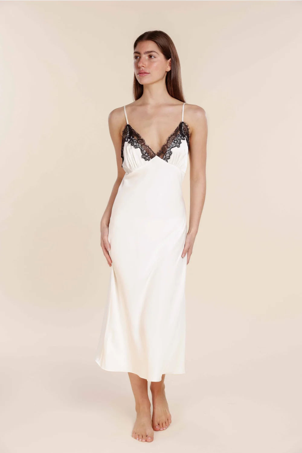 Magnolia Silky Satin Long Gown - Ivory