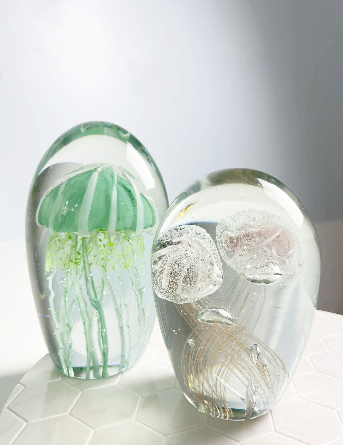 Jellyfish Paperweight Pair