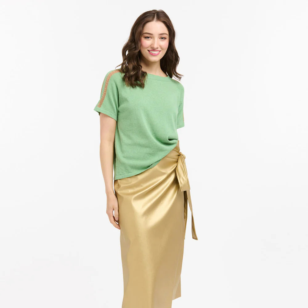 Lurex Shoulder Sweater - Sweet Green
