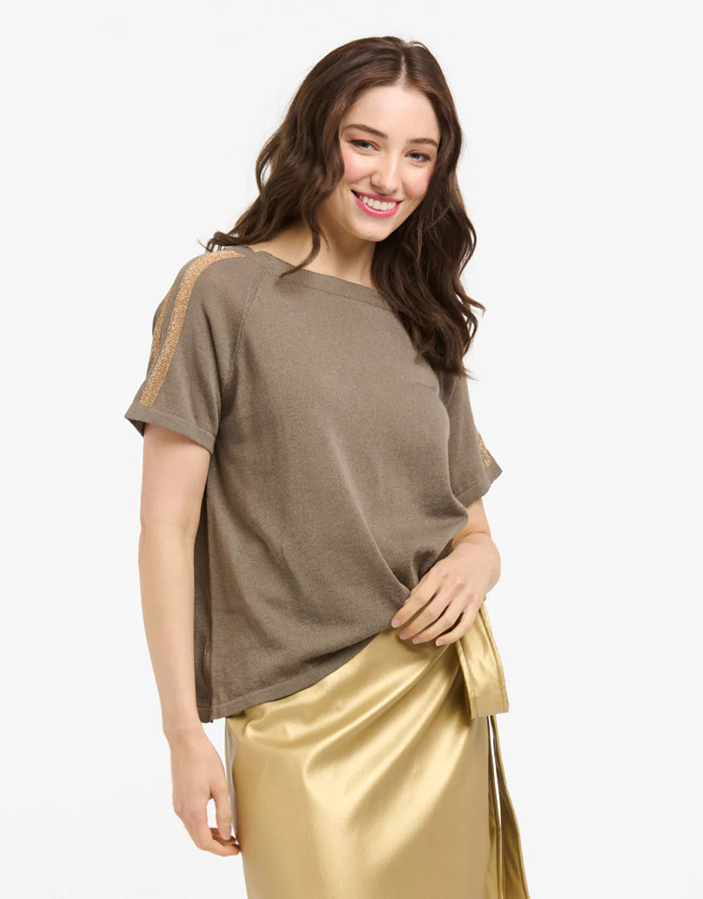 Lurex Shoulder Sweater - Gold