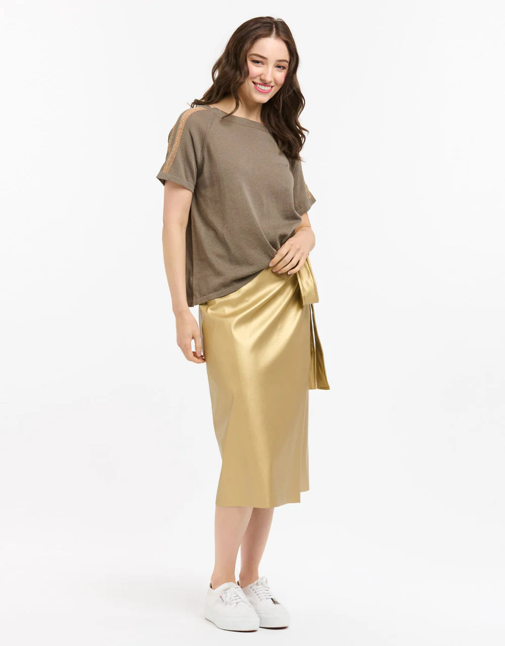 Lurex Shoulder Sweater - Gold
