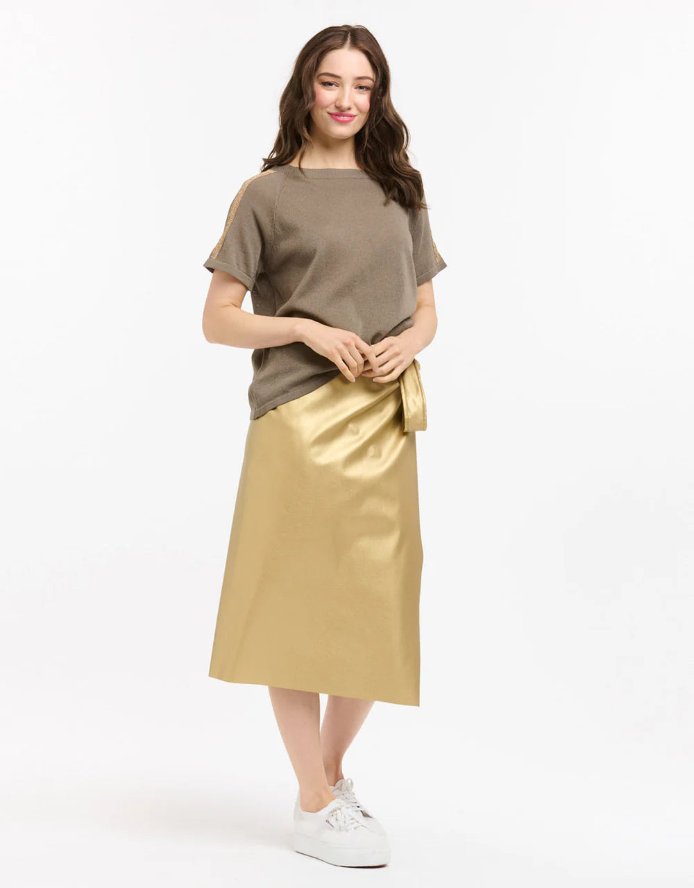 Lurex Shoulder Sweater - Gold