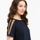 Lurex Shoulder Sweater - Navy