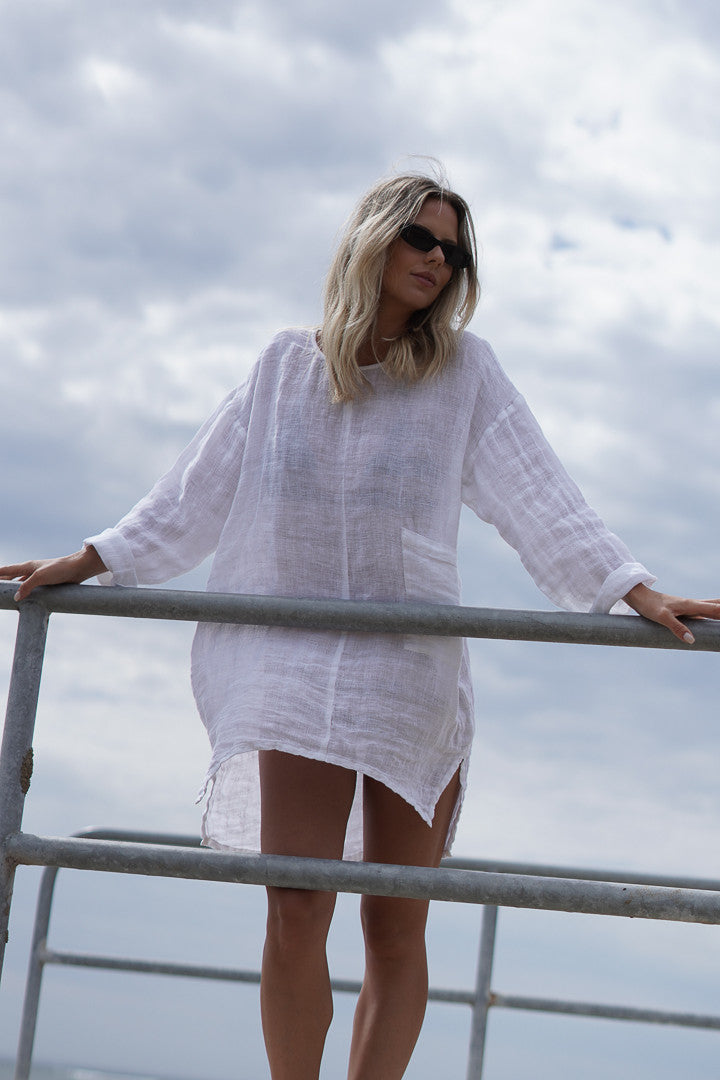 Abbey One Pocket Tunic White