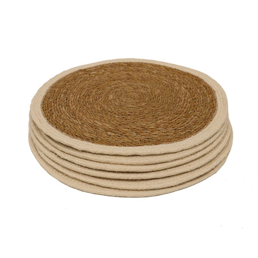 Round Seagrass/Jute Place Mat Natural White